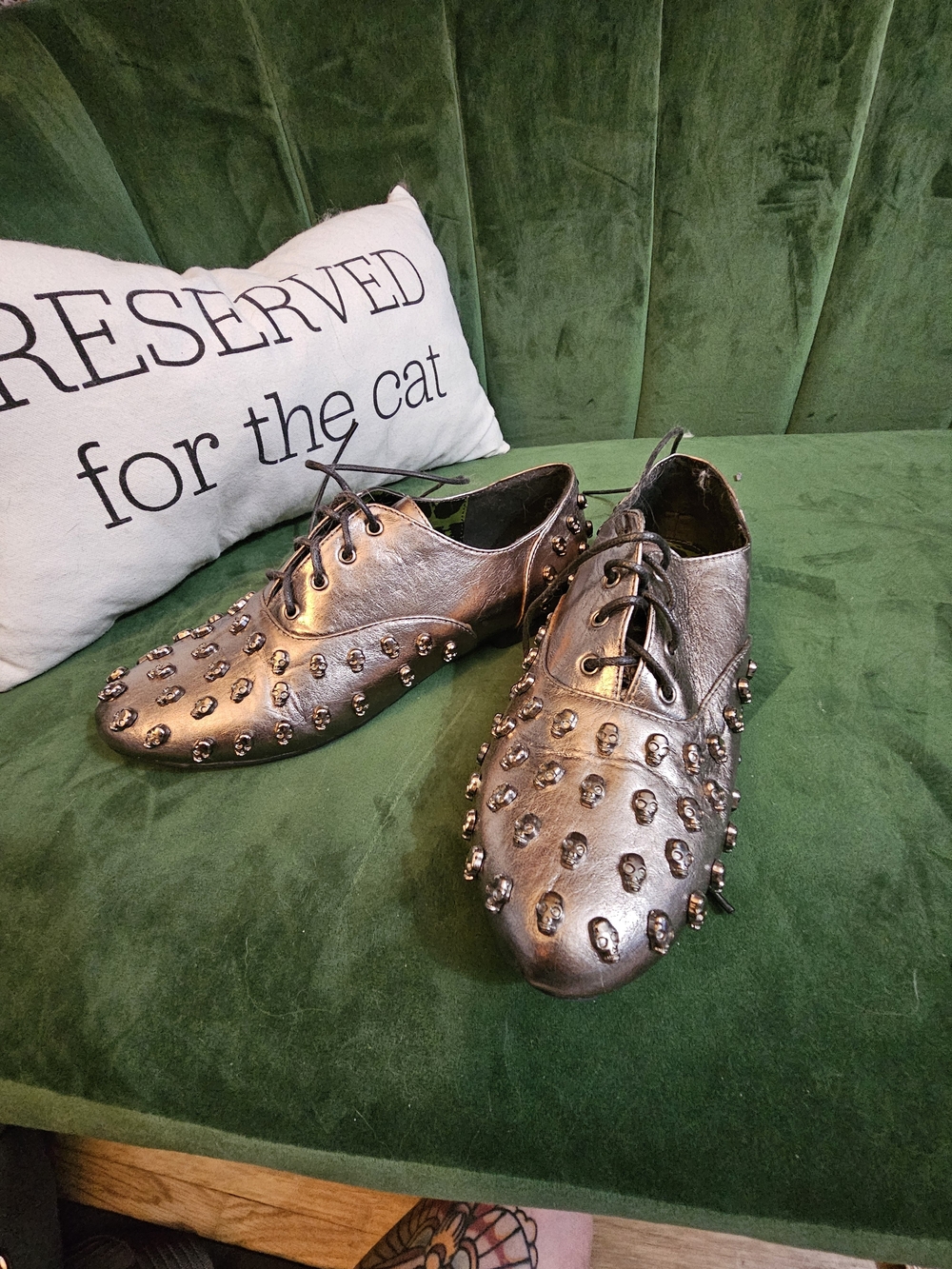 Abbey Dawn Avril Lavigne Tough Crowd Pewter Skull Oxford Flats